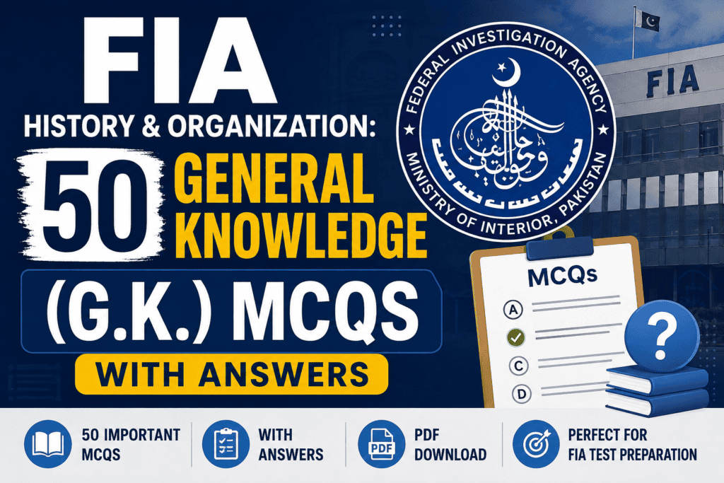 FIA History & Organization 50 General Knowledge GK MCQs with Answers featured image