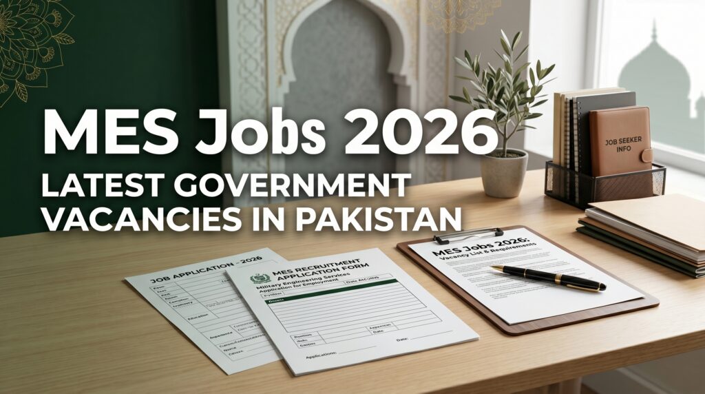 MES Jobs 2026 latest government vacancies in Pakistan featured image with job application documents and recruitment theme