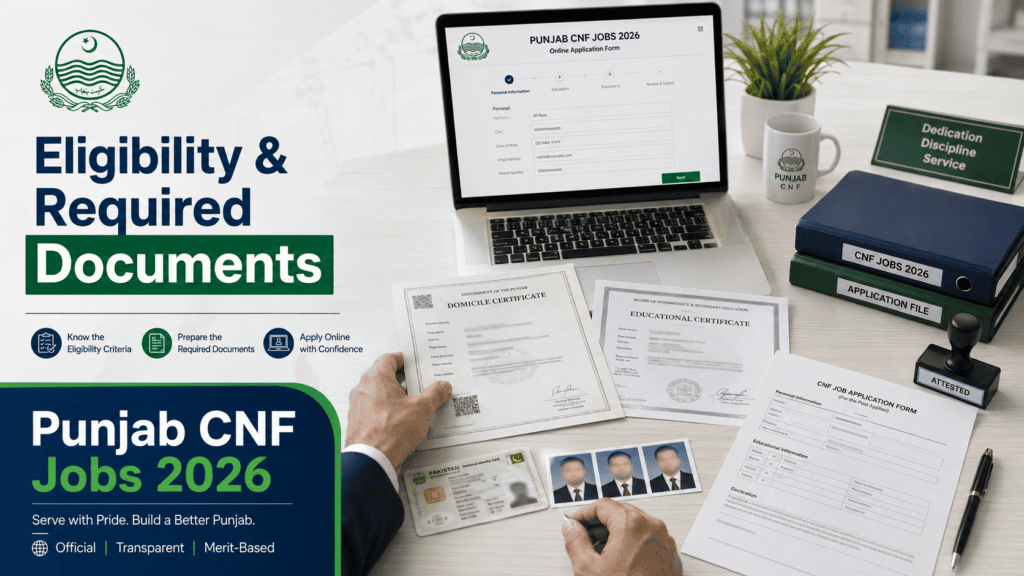Punjab CNF Jobs 2026 eligibility required documents CNIC domicile certificates