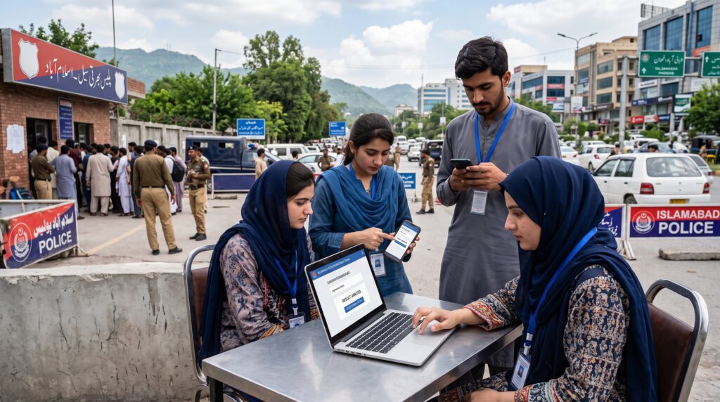 Candidates checking Islamabad Police physical test result latest status online