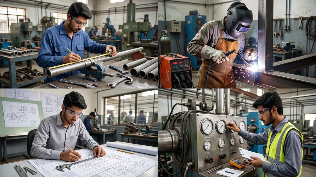 SNGPL apprentice trades including pipe fitting, welding, drafting and mechanical instrumentation