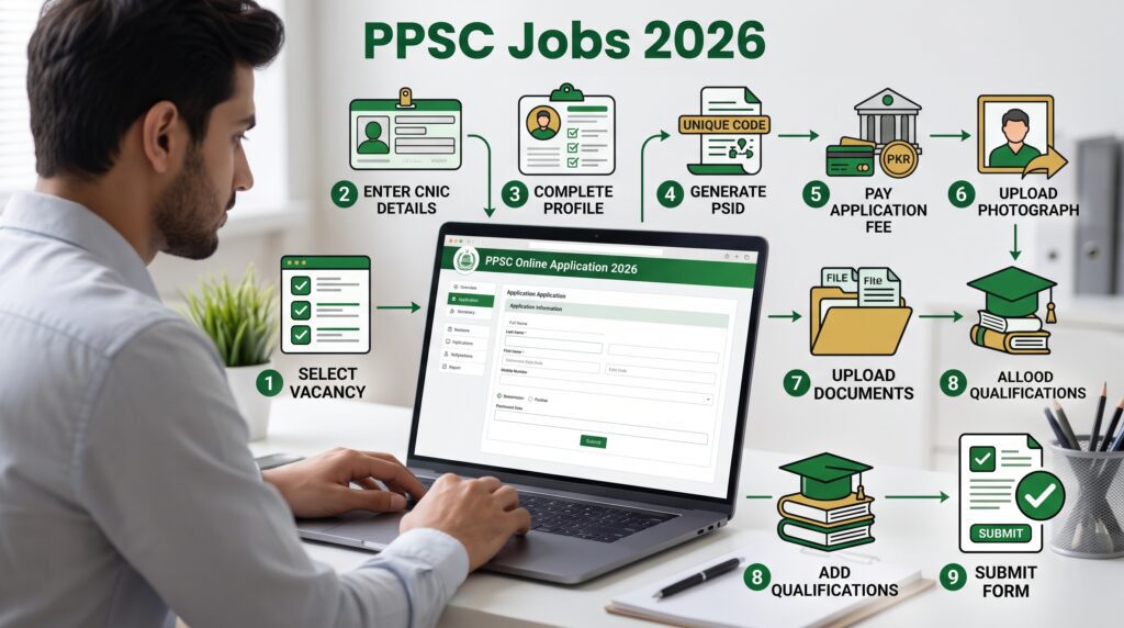 PPSC Jobs 2026 online apply process through the official PPSC application portal