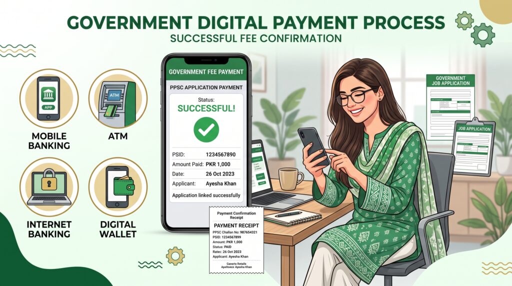 PPSC application fee payment through PSID using mobile banking and supported payment methods
