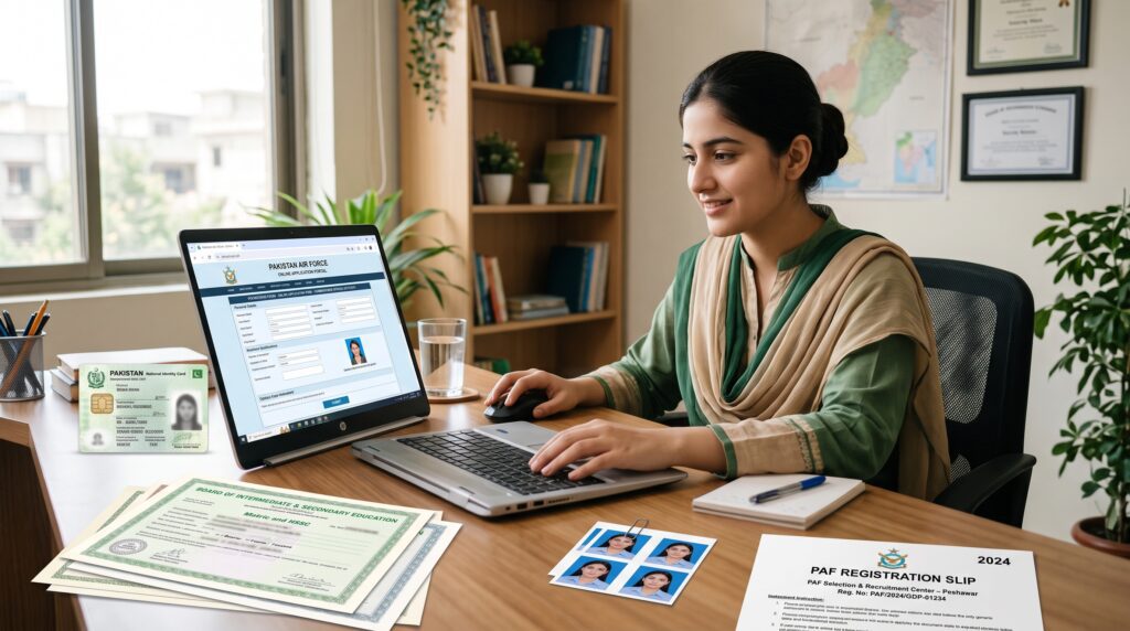 Candidate completing the Pakistan Air Force jobs online application