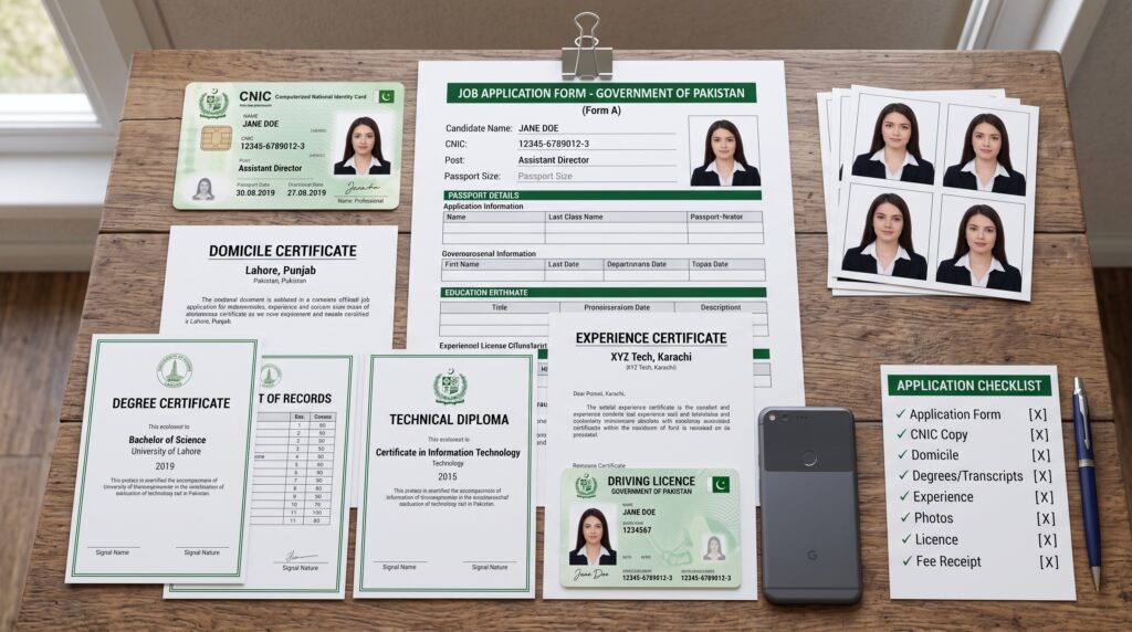 Documents required to apply for Pakistan Ministry of Defence jobs in 2026.