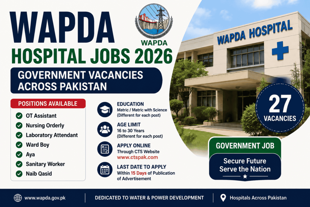 WAPDA Hospital Jobs 2026 – 27 Government Vacancies Across Pakistan