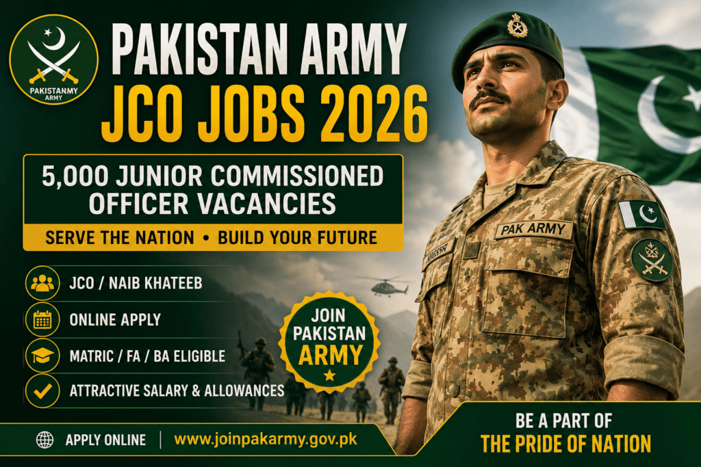 Pakistan Army JCO Jobs 2026 – 5,000 Junior Commissioned Officer Vacancies