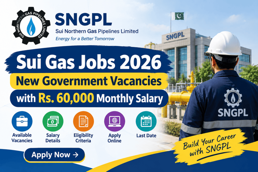 Sui Gas Jobs 2026 – SNGPL vacancies, salary and online application
