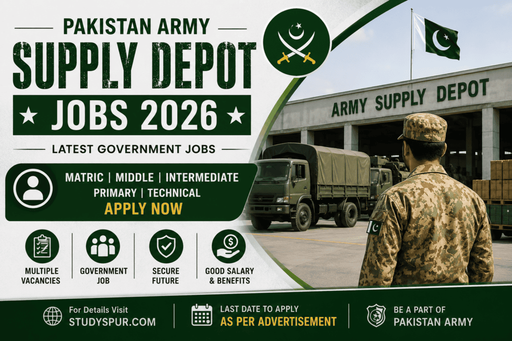 Pakistan Army Supply Depot Jobs 2026 for Matric, Middle, Primary and Technical Candidates