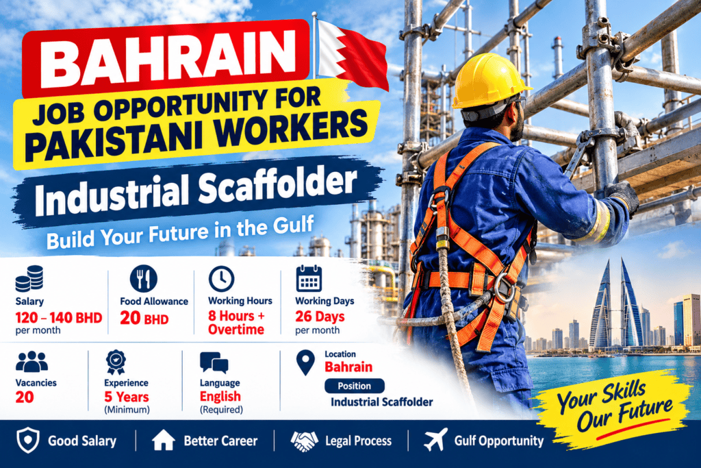 Bahrain Job Opportunity for Pakistani Workers – Industrial Scaffolder