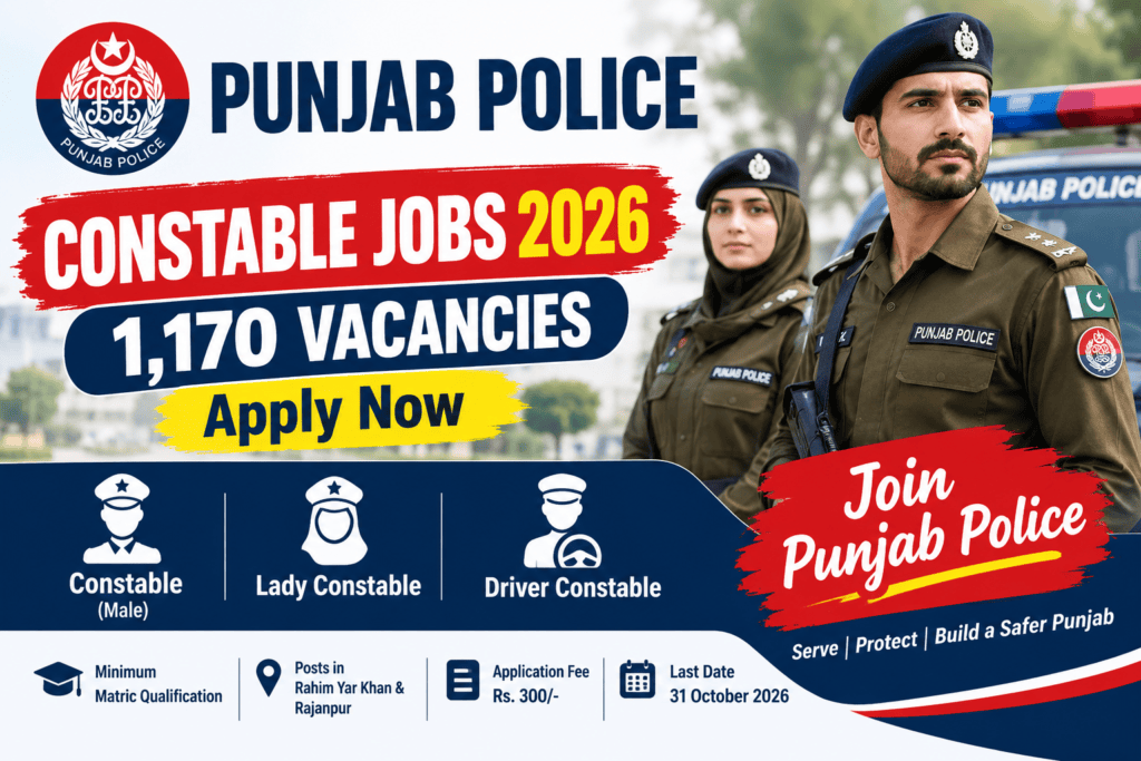 Punjab Police Constable Jobs 2026 – 1,170 Vacancies