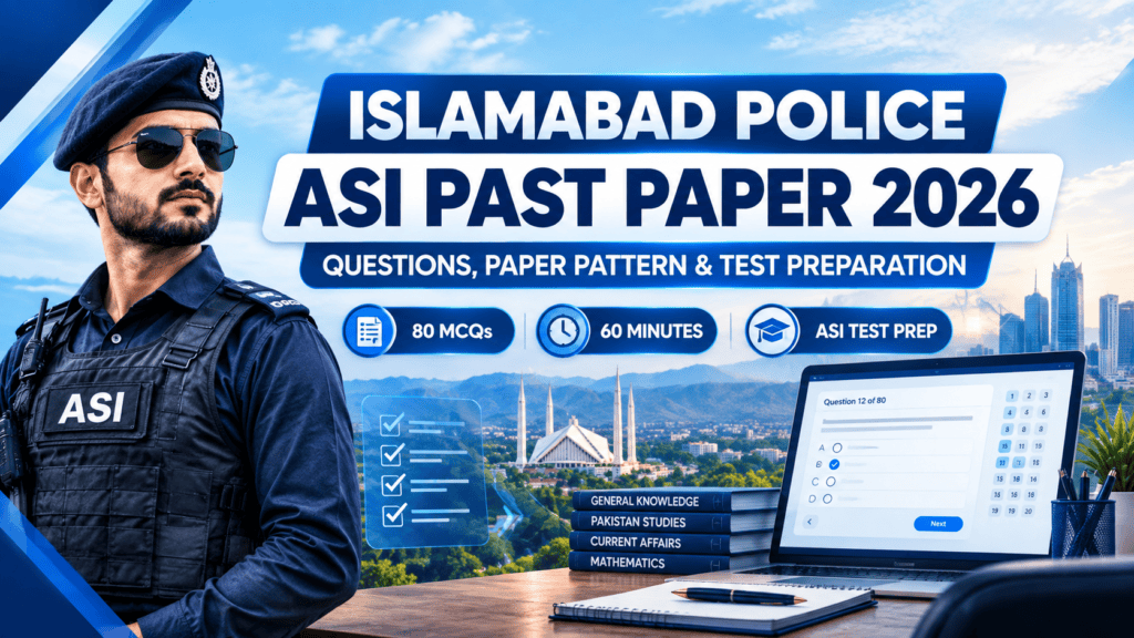 Islamabad Police ASI Past Paper 2026 with 80 MCQs, paper pattern, syllabus, and test preparation information