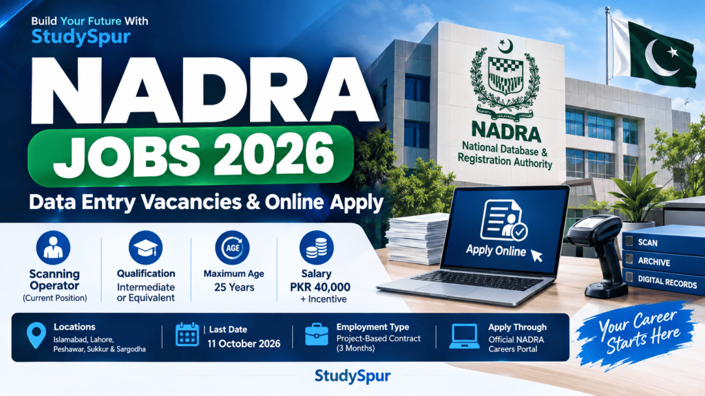 NADRA Jobs 2026 Data Entry and Scanning Operator vacancies online apply