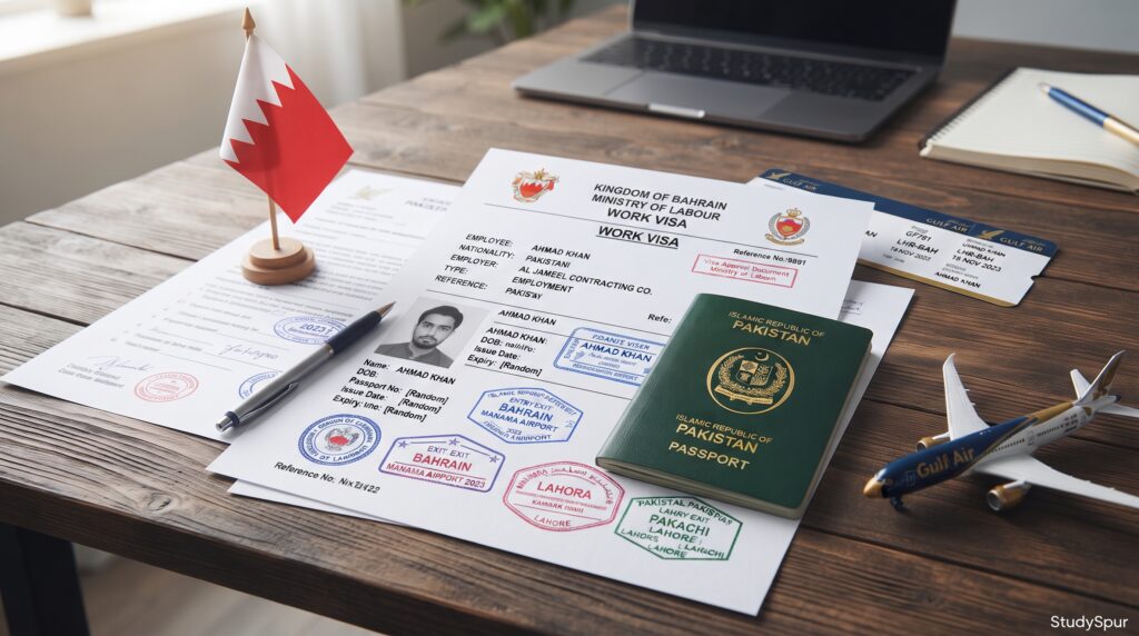 Bahrain security guard visa for Pakistani workers and work permit requirements.